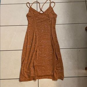 Sparkly orange cocktail dress